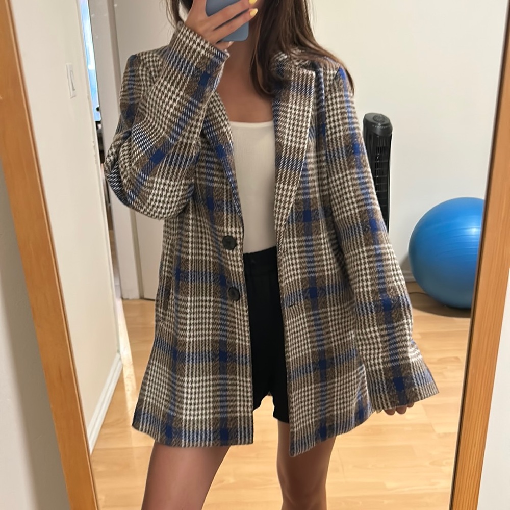 EN SAISON HOUNDSTOOTH PLAID SHACKET